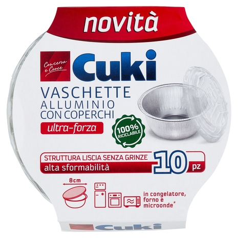 Cuki Conserva e Cuoce Vaschette Alluminio con Coperchi ultra-forza 8cm 10 pz